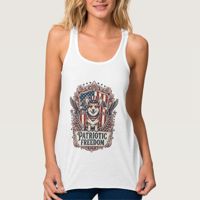 Patriotic Corgi Vector Graphic Tee_1 Singlet (Front)