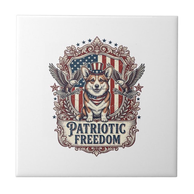 Patriotic Corgi Vector Graphic Tee_1 Tile (Front)