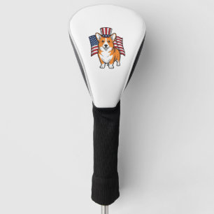 Patriotic Corgi Vintage Engraving Shirt Design_1 Golf Head Cover