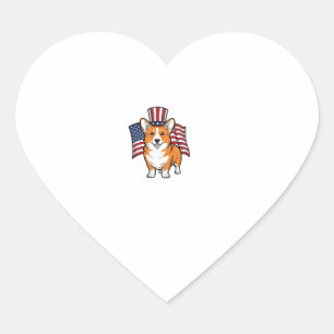 Patriotic Corgi Vintage Engraving Shirt Design_1 Heart Sticker