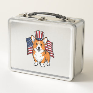 Patriotic Corgi Vintage Engraving Shirt Design_1 Metal Lunch Box
