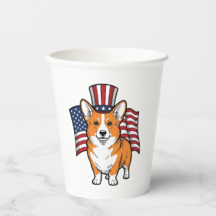Patriotic Corgi Vintage Engraving Shirt Design_1 Paper Cups