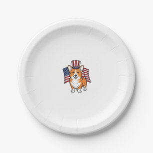 Patriotic Corgi Vintage Engraving Shirt Design_1 Paper Plate
