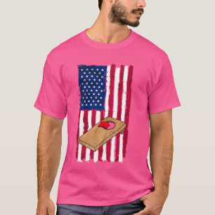 Patriotic Cornhole Player USA American flag Corn h T-Shirt