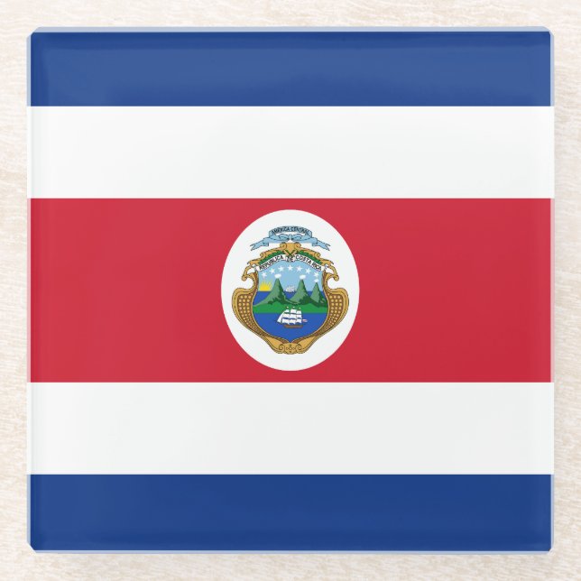 Patriotic Costa Rica Flag Glass Coaster (Front)
