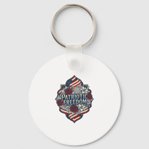 Patriotic Cottage Garden Vector Graphic Tee_1 Key Ring