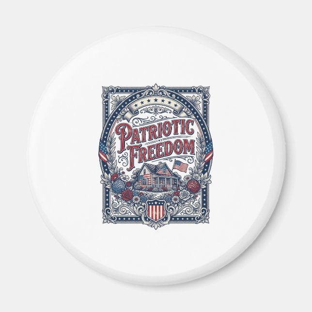 Patriotic Cottage Garden Vector Graphic Tee Magnet (Front)