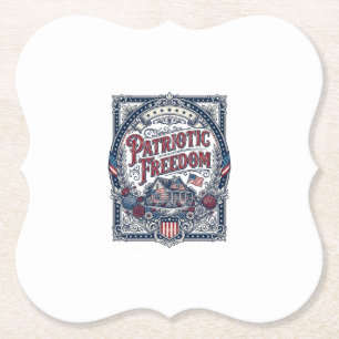 Patriotic Cottage Garden Vector Graphic Tee Paper Coaster
