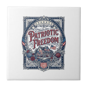 Patriotic Cottage Garden Vector Graphic Tee Tile