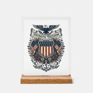 Patriotic Cottagecore America Vector Graphic Tee Acrylic Sign