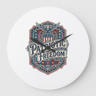 Patriotic Country Gospel Vector Graphic Tee Large Clock