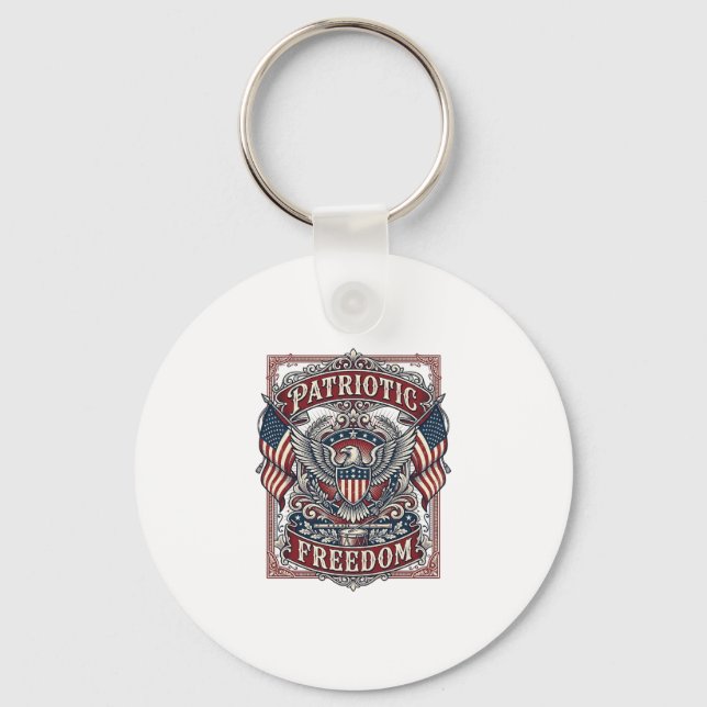 Patriotic County Parade Vector Graphic Tee_1 Key Ring (Front)