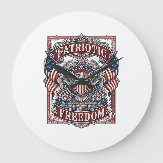 Patriotic County Parade Vector Graphic Tee_1 Large Clock (Front)