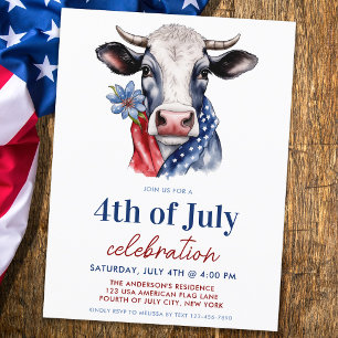 Patriotic Cow 4th Of July Red White & Blue Party Holiday Postcard