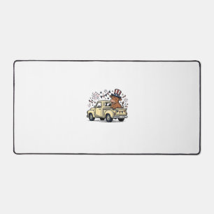 Patriotic Cow 4th of July Truck Vector Design_1 Desk Mat