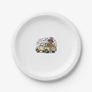 Patriotic Cow 4th of July Truck Vector Design_1 Paper Plate