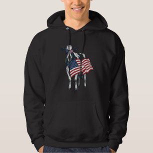 Patriotic Cow American Flag Vintage Engraving Desi Hoodie