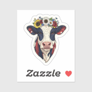 Patriotic Cow Floral Crown 4th of July