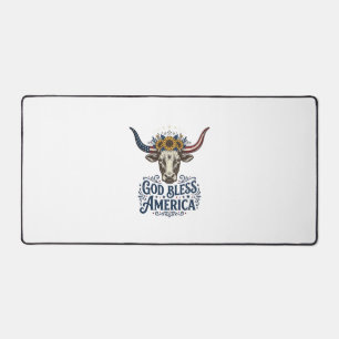 Patriotic Cow God Bless America Vintage Shirt Desi Desk Mat