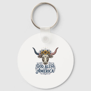 Patriotic Cow God Bless America Vintage Shirt Desi Key Ring