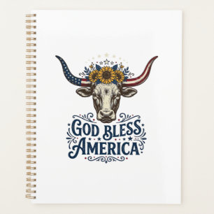 Patriotic Cow God Bless America Vintage Shirt Desi Planner