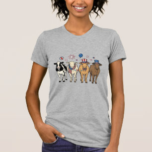 Patriotic Cow Lineup Vintage Vector Shirt Design_1