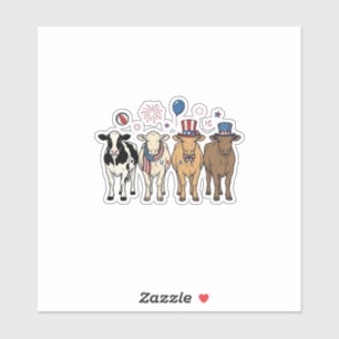 Patriotic Cow Lineup Vintage Vector Shirt Design_1