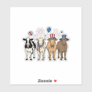 Patriotic Cow Lineup Vintage Vector Shirt Design_1