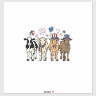 Patriotic Cow Lineup Vintage Vector Shirt Design_1