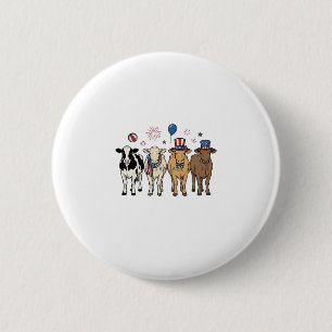 Patriotic Cow Lineup Vintage Vector Shirt Design_1 6 Cm Round Badge