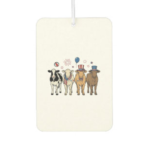 Patriotic Cow Lineup Vintage Vector Shirt Design_1 Car Air Freshener