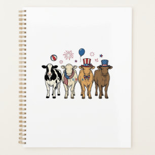 Patriotic Cow Lineup Vintage Vector Shirt Design_1 Planner