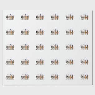 Patriotic Cow Lineup Vintage Vector Shirt Design_1 Wrapping Paper