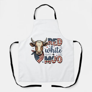 Patriotic Cow Red White Moo 4th of July Shirt Desi Apron