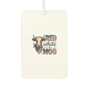 Patriotic Cow Red White Moo 4th of July Shirt Desi Car Air Freshener