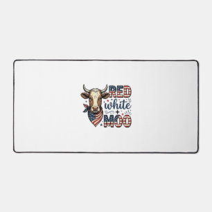 Patriotic Cow Red White Moo 4th of July Shirt Desi Desk Mat