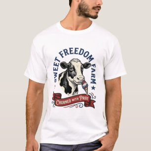 Patriotic Cow Shirt Vintage Ice Cream Farm Design