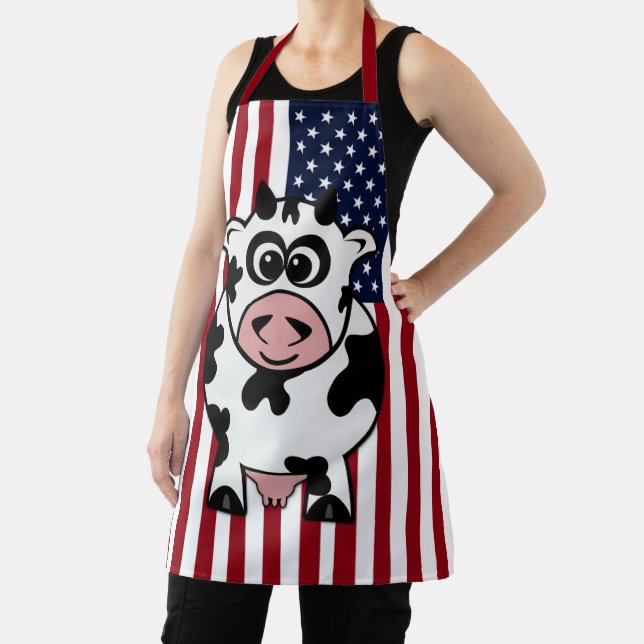 Patriotic Cow USA Flag Apron (Insitu)