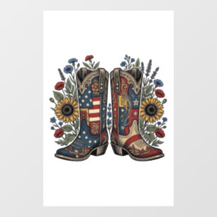 Patriotic Cowboy Boots Sunflower Floral Shirt Desi