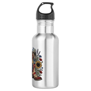 Patriotic Cowboy Boots Sunflower Floral Shirt Desi 532 Ml Water Bottle