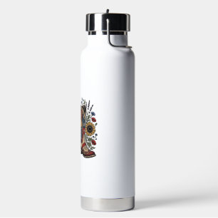 Patriotic Cowboy Boots Sunflower Floral Shirt Desi Water Bottle