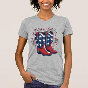 Patriotic Cowboy Boots Vintage Western Shirt Desig