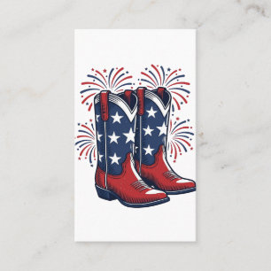 Patriotic Cowboy Boots Vintage Western Shirt Desig Business Card