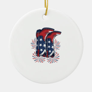 Patriotic Cowboy Boots Vintage Western Shirt Desig Ceramic Tree Decoration