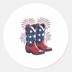 Patriotic Cowboy Boots Vintage Western Shirt Desig Classic Round Sticker