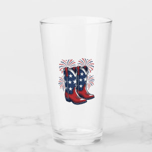 Patriotic Cowboy Boots Vintage Western Shirt Desig Glass