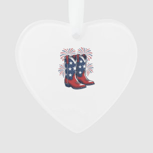 Patriotic Cowboy Boots Vintage Western Shirt Desig Ornament