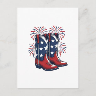 Patriotic Cowboy Boots Vintage Western Shirt Desig Postcard