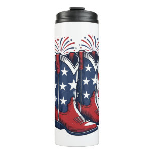 Patriotic Cowboy Boots Vintage Western Shirt Desig Thermal Tumbler