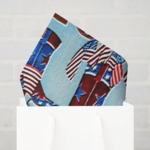 Patriotic cowboy boy boots tissue paper